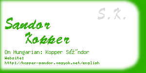 sandor kopper business card